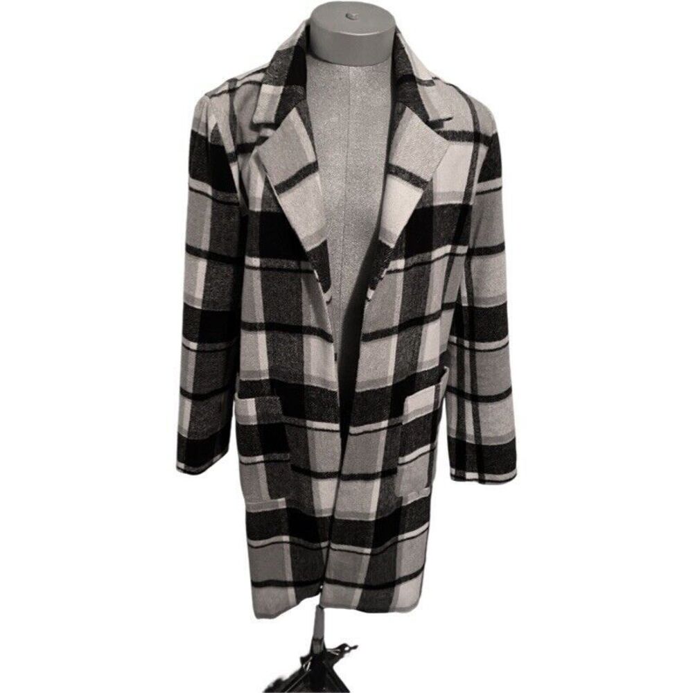 She + Sky Coat Plaid Coat Small